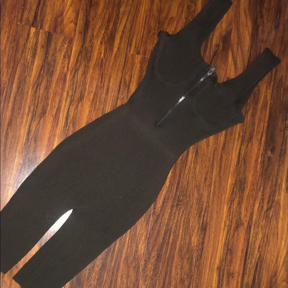 Brown Sleeveless Jumpsuit with Zipper